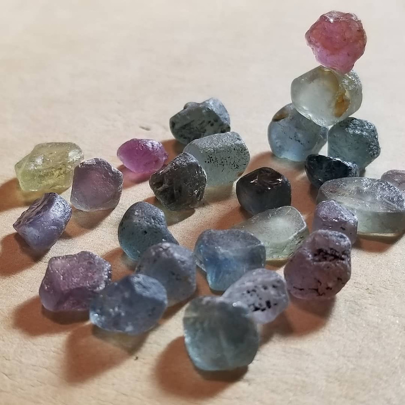 Rough Montana Sapphires before they are cut. Montana Sapphires are available in a wide variety of colors.